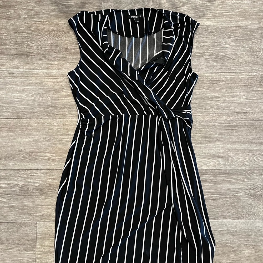 Black and white striped dress